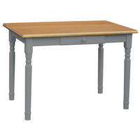 KOMA Esstisch KM417246 aus massivem Kiefernholz mit Schublade, 130 × 50 cm, Grau / Erle gebeizt - Blau/Naturfarben, Holz (50/75/130cm) - Koma