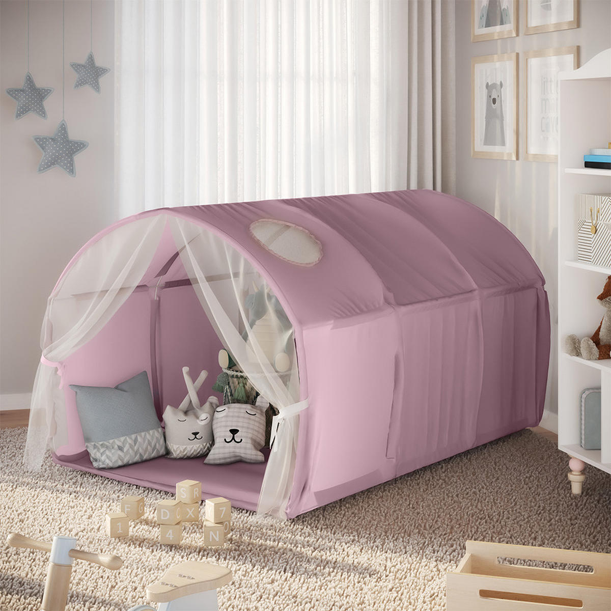 TUNNELZELT Kubby Rosa 100 x 80 cm mit Fenster und Netz - Pink, Textil (100/140cm) - VitaliSpa