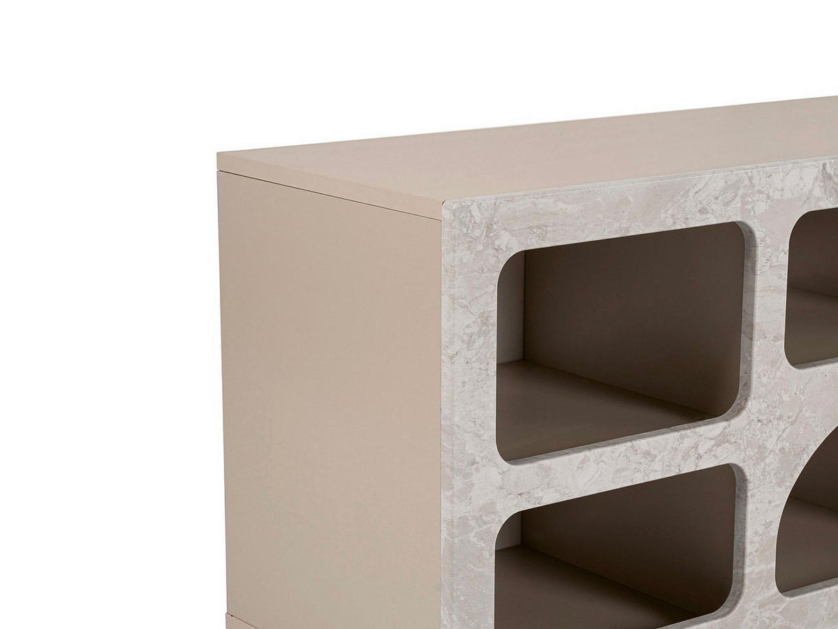 TV-MÖBEL mit 7 Fächern - Marmoroptik Grau - LUELA - Grau, Holz (160/51/40cm) - Vente-Unique