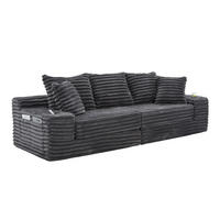 SCHLAFSOFA 273/98/87 cm Dunkelgrau mit beidseitigen Taschen und Getränkehaltern - Dunkelgrau, Textil (107.48/34.25/38.58cm) - Oxeza