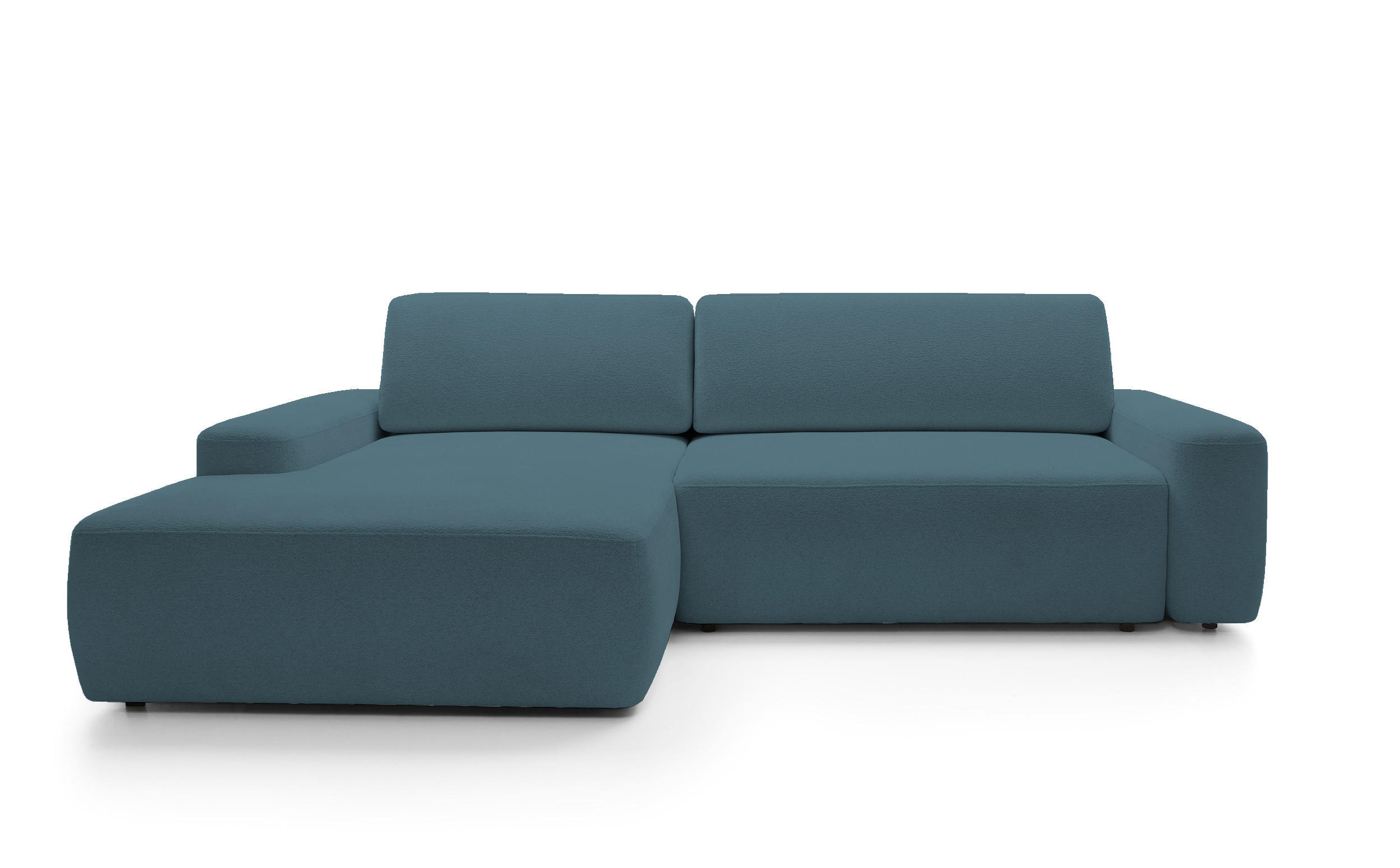 ECKSOFA BOULI 4-Sitzer Polstersofa Raven mit Schlaffunktion 130x210cm Bettzeugablage 264x162x82cm linksseitig Farbe: seegrün - Smaragdgrün, Holz/Textil (162/264cm) - DomoHome