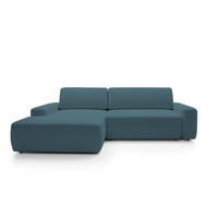 ECKSOFA BOULI 4-Sitzer Polstersofa Raven mit Schlaffunktion 130x210cm Bettzeugablage 264x162x82cm linksseitig Farbe: seegrün - Smaragdgrün, Holz/Textil (162/264cm) - DomoHome