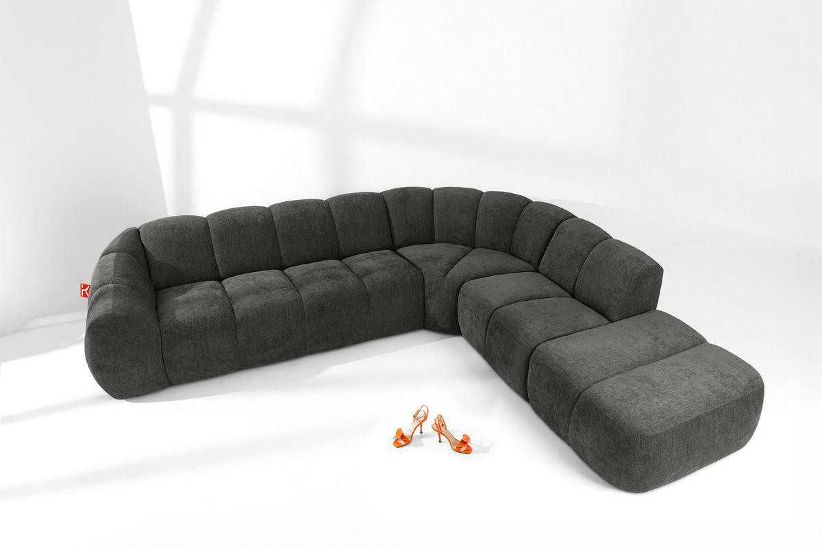 ECKSOFA RECHTS FLAVA, Graphitfarben - Graphitfarben, Holz/Holzwerkstoff (310/274cm) - KONSIMO®