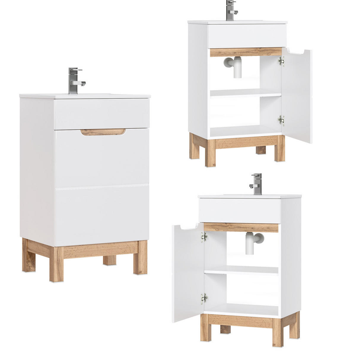 WASCHTISCH Solna-56 - Weiß, Holzwerkstoff (52/85/40cm) - Lomado