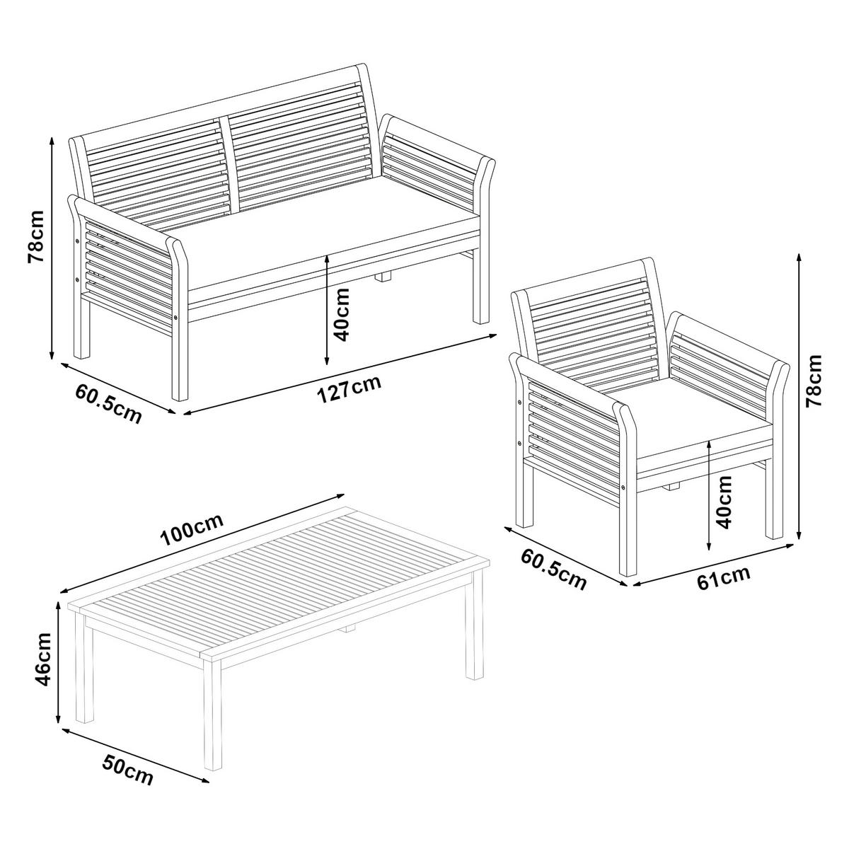 GARTENMÖBEL-SET Candela 4 TLG. - Beige/Akaziefarben, Holz/Textil - casa.pro