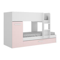 ETAGENBETT Ausziehbett mit Stauraum - 3x 90 x 190 cm - Weiß, Naturfarben & Rosa - ANTHONY - Pink, Holz (112/244cm) - Vente-Unique