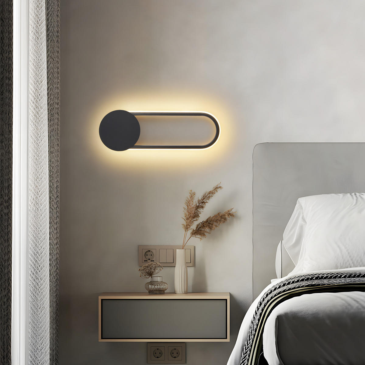 LED - WANDLEUCHTE Scheinor 41.5/14/4 cm - Schwarz, Metall (14/4/41.5cm) - ZMH