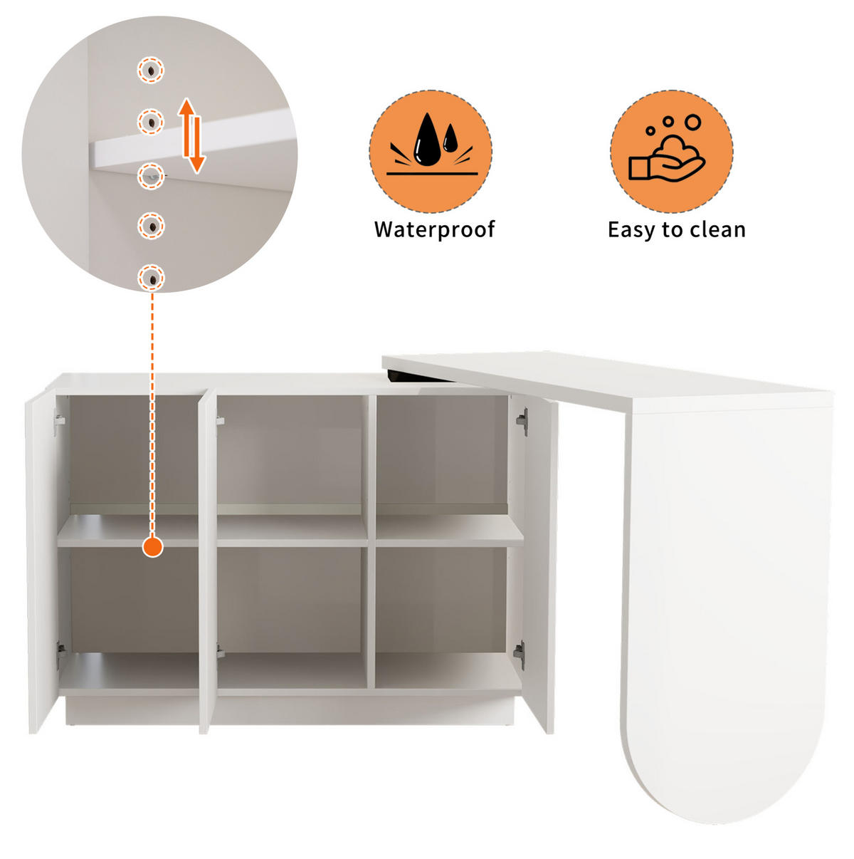 SCHREIBTISCH drehbar mit Schrank MDF White 2-tlg. - Weiß, Holz (110/40/75cm) - Meubliv