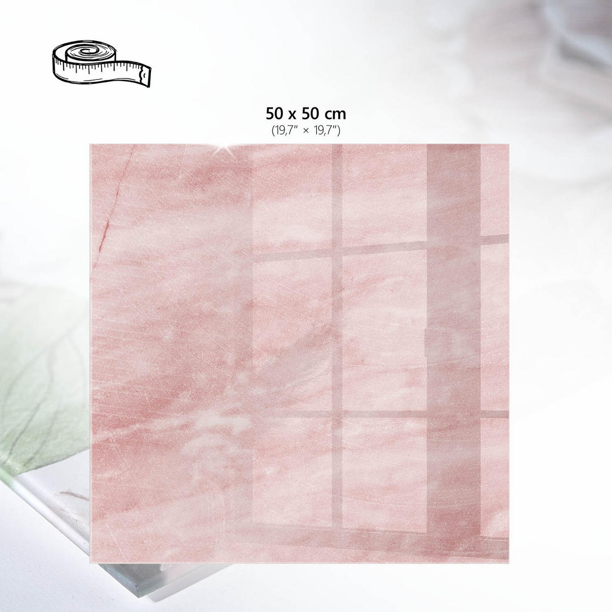 TISCHPLATTE 50x50 cm – Rosa Eleganz - Grau, Glas (50/50/0.4cm) - Wallfluent