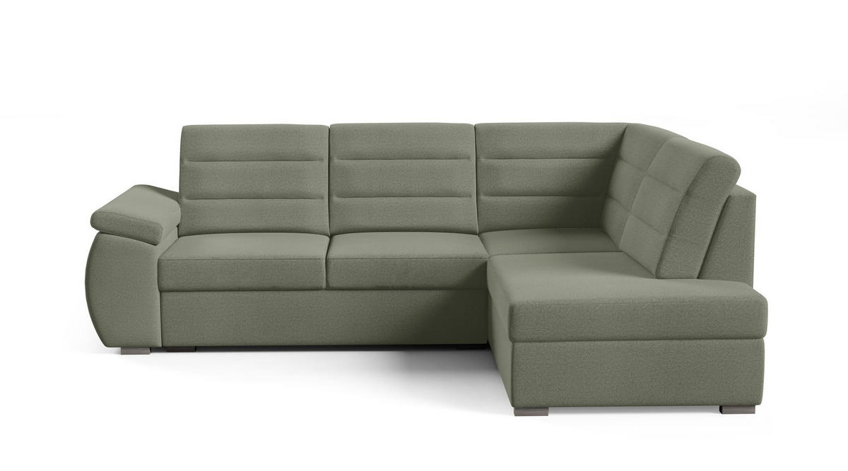 ECKSCHLAFSOFA - Ecksofa Gardenia - Khaki -Rechts - Grün, Holzwerkstoff (264/190cm) - Möblo