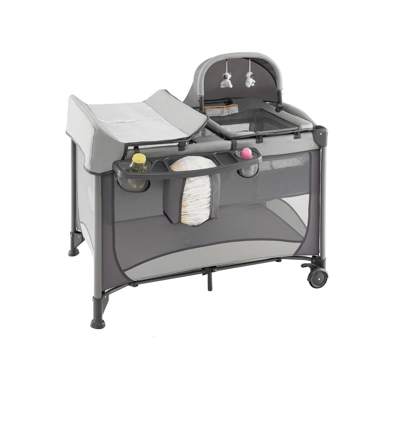 BABYBETT Grau - Grau, Metall - COSTWAY