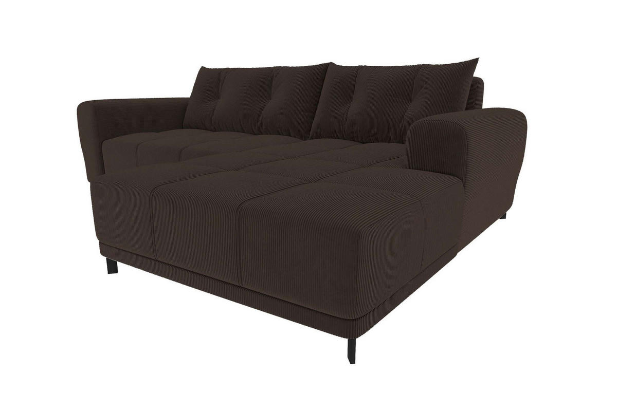 ECKSOFA Massimo Cordstoff Braun inkl. Schlaffunktion Rechts - Schwarz/Braun, Textil/Metall (246/177cm) - 99rooms