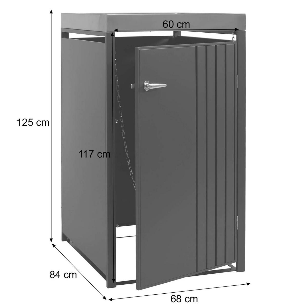 1ER-MÜLLTONNENVERKLEIDUNG Anthrazit - Anthrazit, Metall (68/125/84cm) - MCW