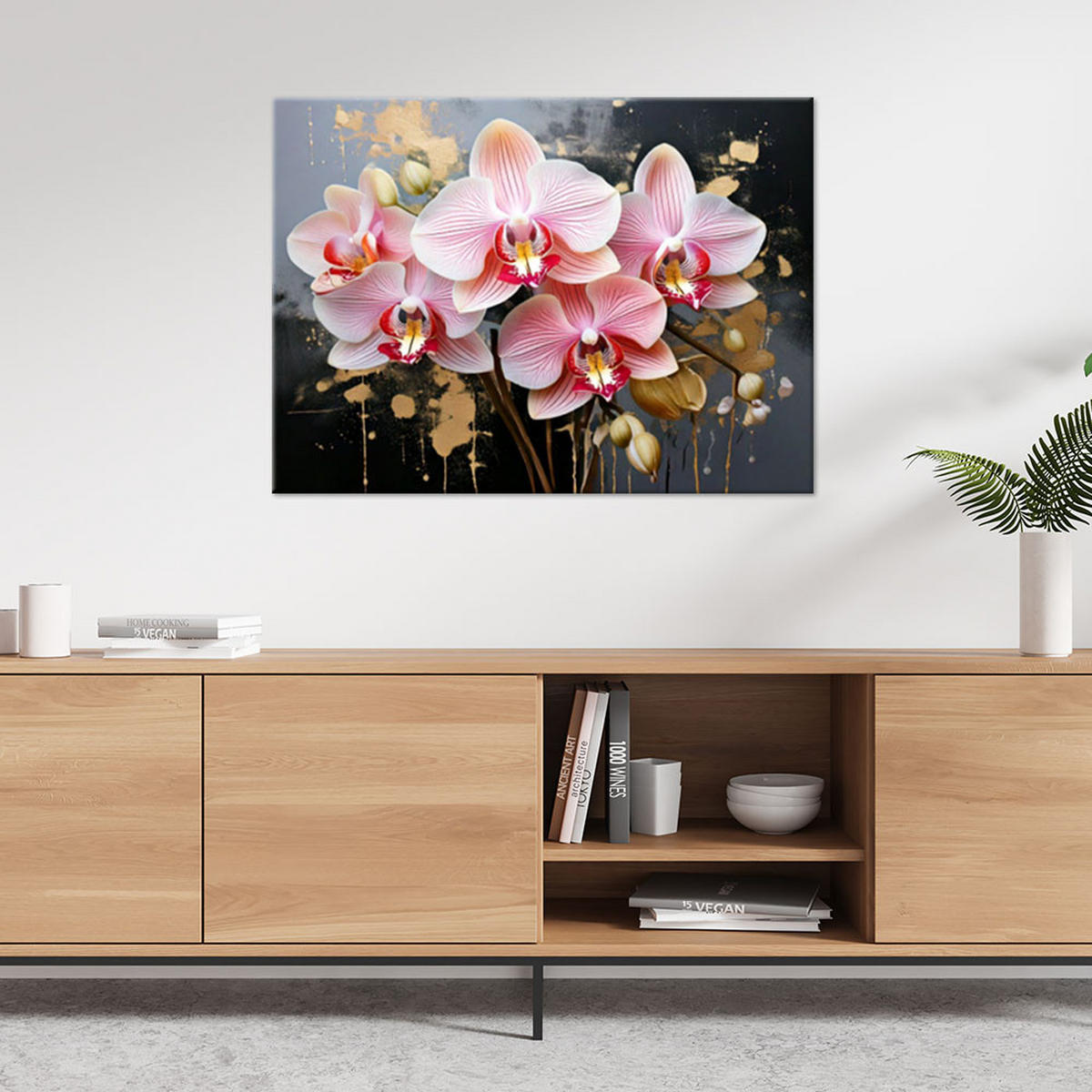 LEINWANDBILD Blumen 90x60cm - Rosa, Textil (90/60cm) - Feeby