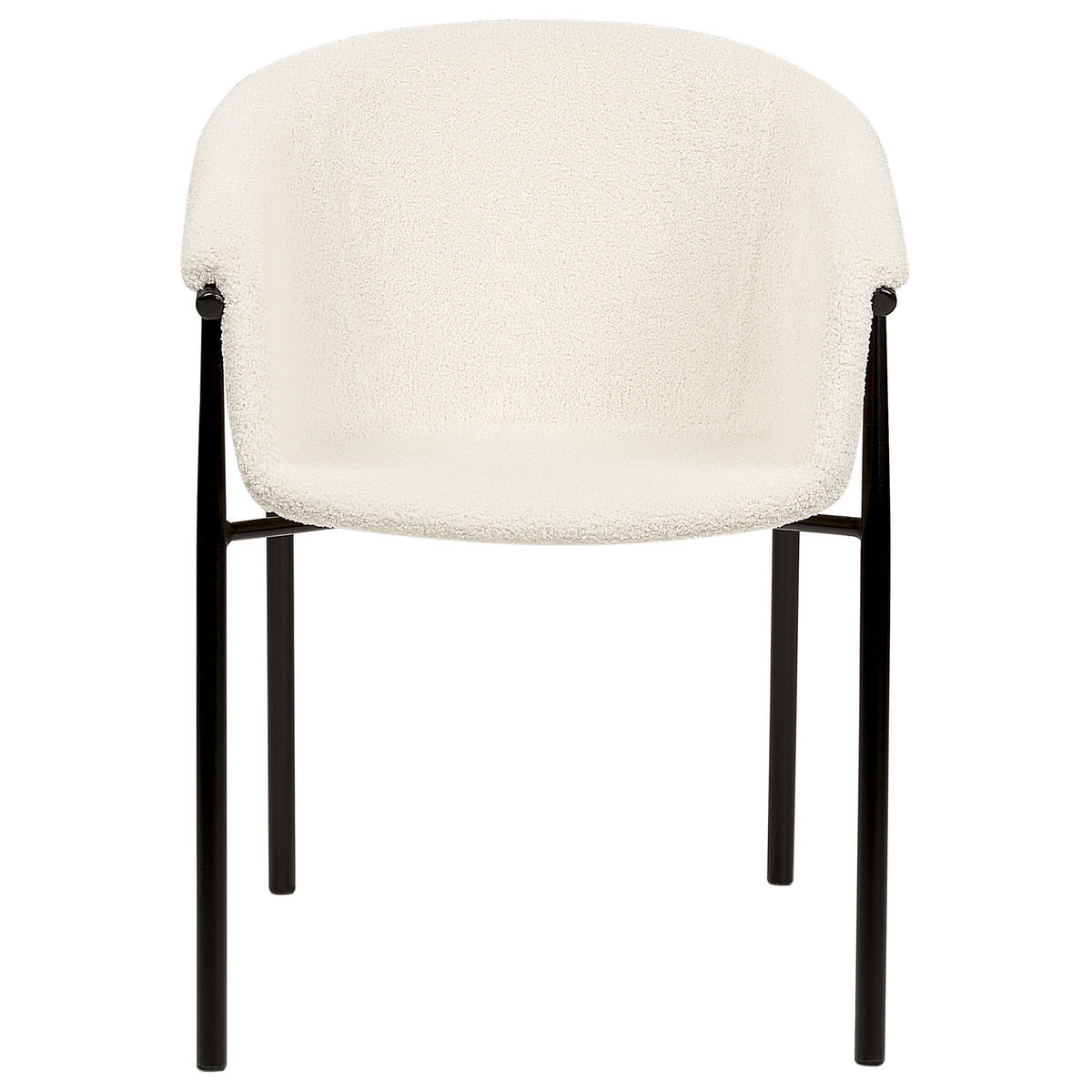 ESSZIMMERSTUHL 2er-Set Bouclé cremeweiß/schwarz Ames - Schwarz/Weiß, Textil (59/80/56cm) - Beliani