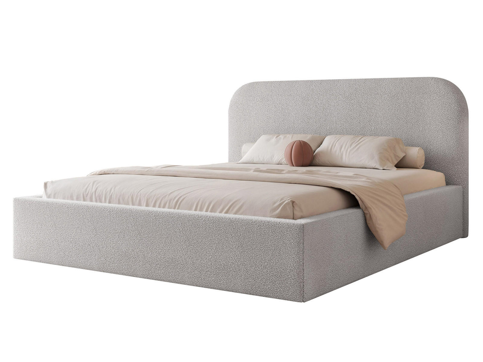 POLSTERBETT FUZZI 140x200 cm Grau Bouclé (Stoff Now or Never) - mit Bettkasten und Lattenrost - Grau, Holzwerkstoff/Textil (140/200cm) - Ravio