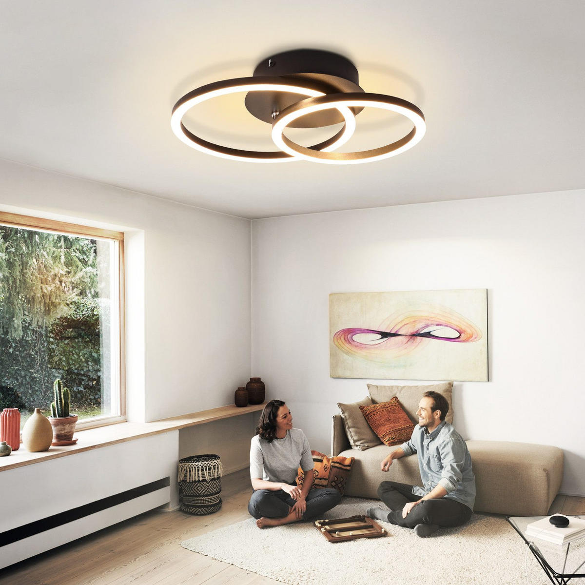 LED-DECKENLEUCHTE Lünen 34.3/25/7.4 cm - Schwarz, Metall (34.3/25/7.4cm) - Nettlife