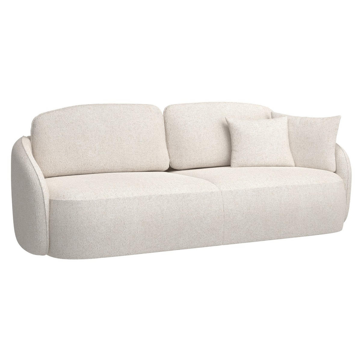 3-SITZER-SOFA Savoy Cremeweiß mit Schlaffunktion - Creme/Schwarz, Kunststoff/Textil (254/96/105cm) - Selsey