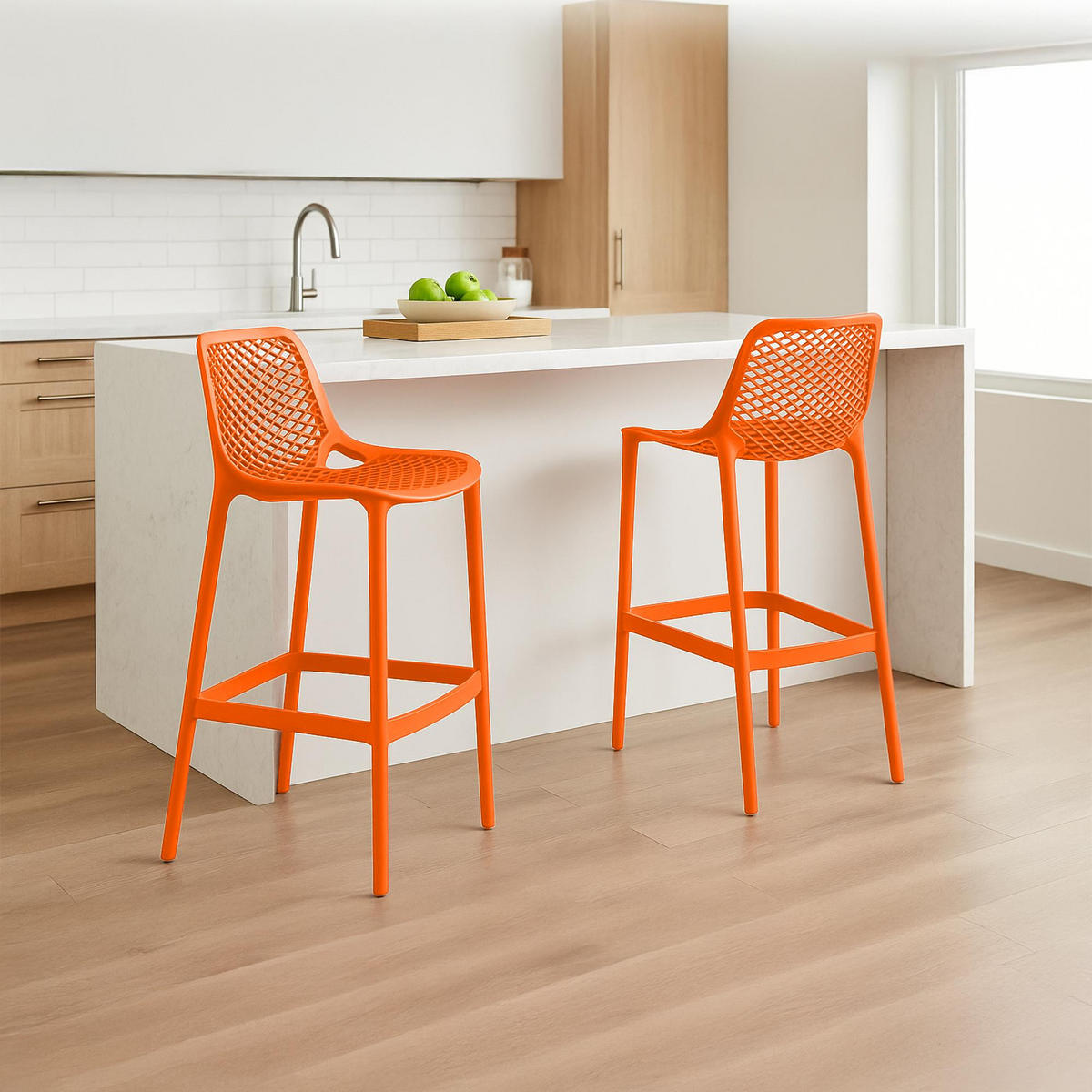 BARHOCKER 2er Set Kunststoff orange - Orange, Kunststoff (45/105/53cm) - CLP