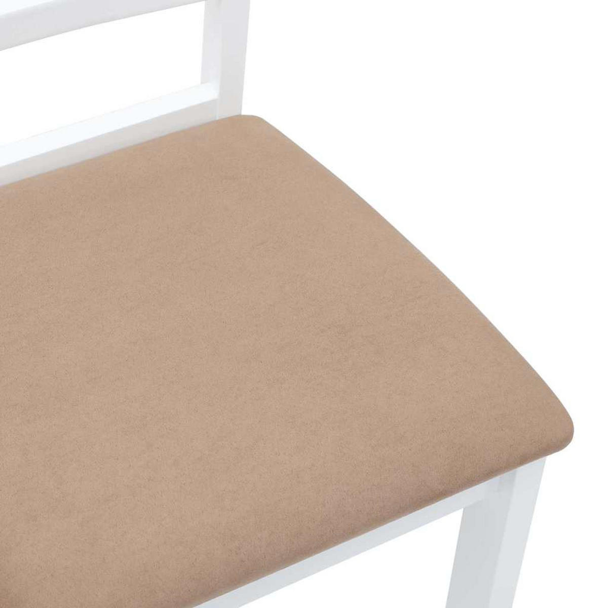 ESSZIMMERSTÜHLE mit Kissen 2 Stk. Weiß Massivholz Gummibaum 42.5*53.5*94cm - Weiß/Braun, Holz (42.5/94/53.5cm) - ZMH