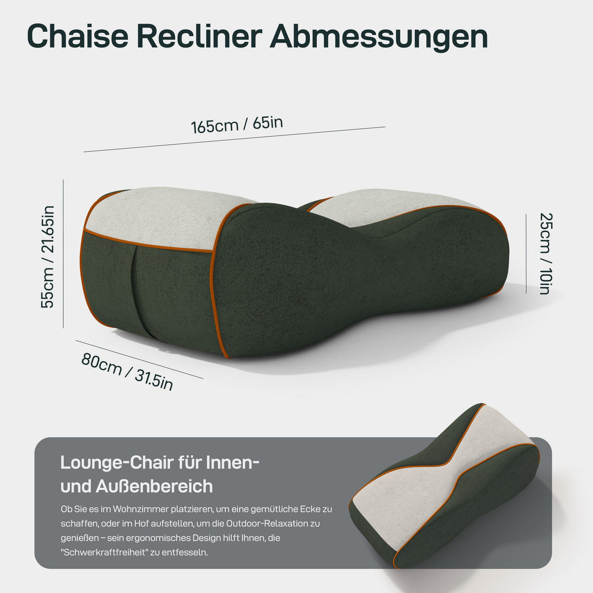 LOUNGE Sessel in Salbeigrün 165cm - Weiß/Grün, Textil (165/55/80cm) - Vercart