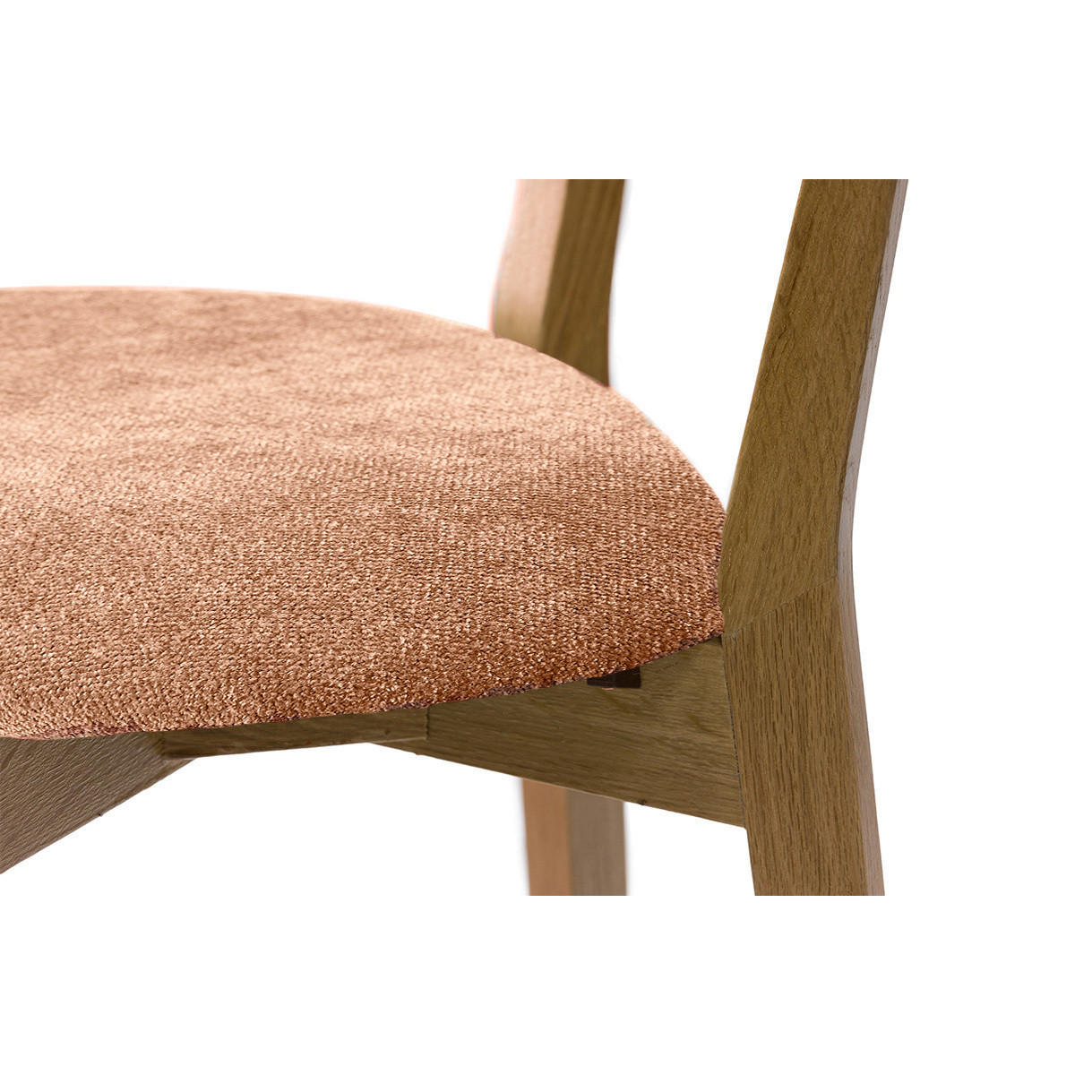 BARHOCKER Helles Eichenholz Stoff Samteffekt Terracotta H65 cm 2er-Set LUCIA - Terracotta, Holz (54/102/43cm) - Miliboo