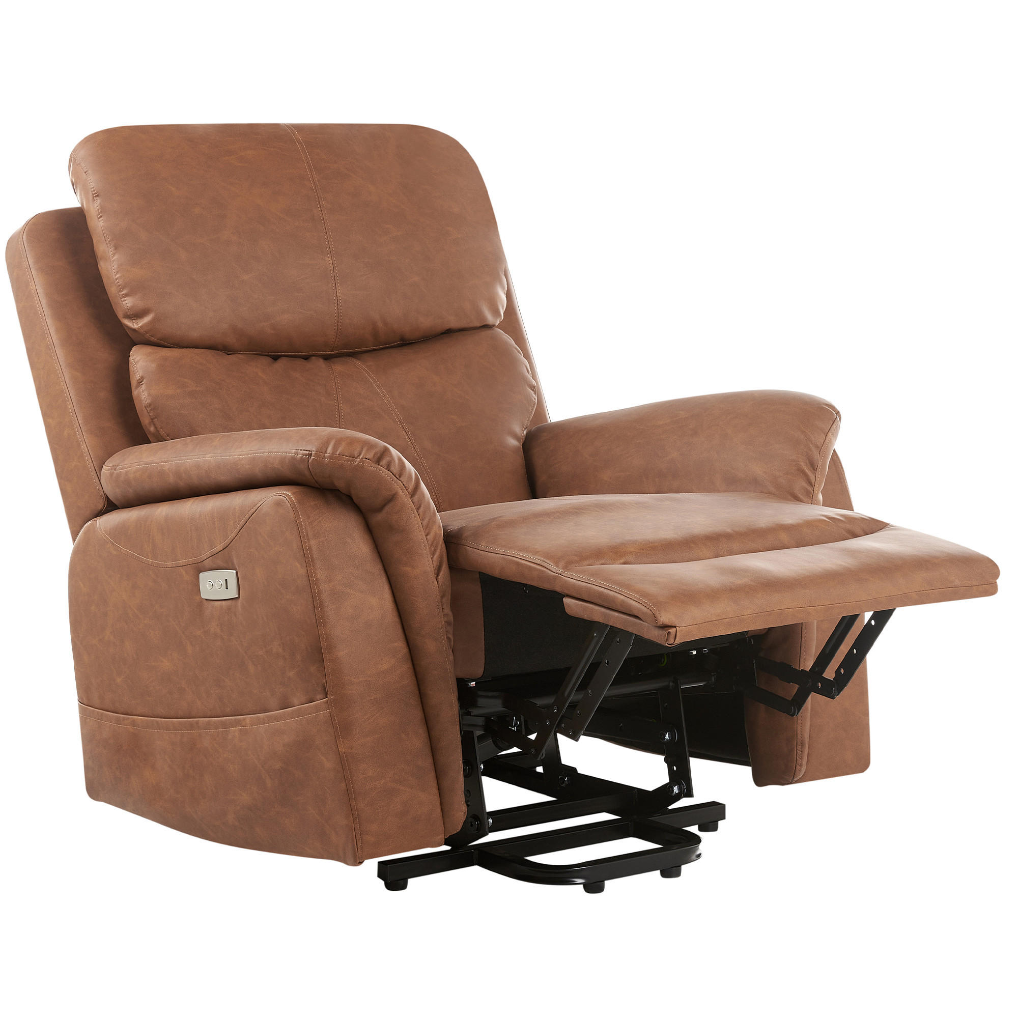 ELEKTRISCHER-FERNSEHSESSEL mit Massagefunktion Kunstleder Braun Glorie - Braun, Kunststoff (85/82/85cm) - Beliani