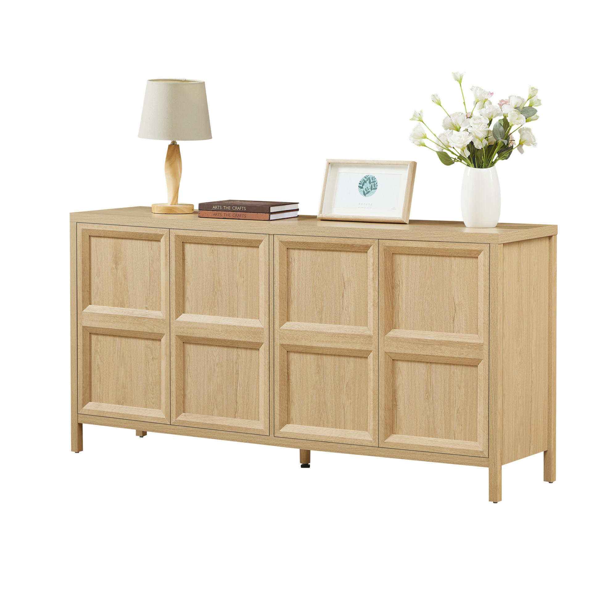 SIDEBOARD 160/40/80 cm aus MDF mit Drucköffnung Eiche - Eichefarben, Holzwerkstoff (160/80/40cm) - Modenvie