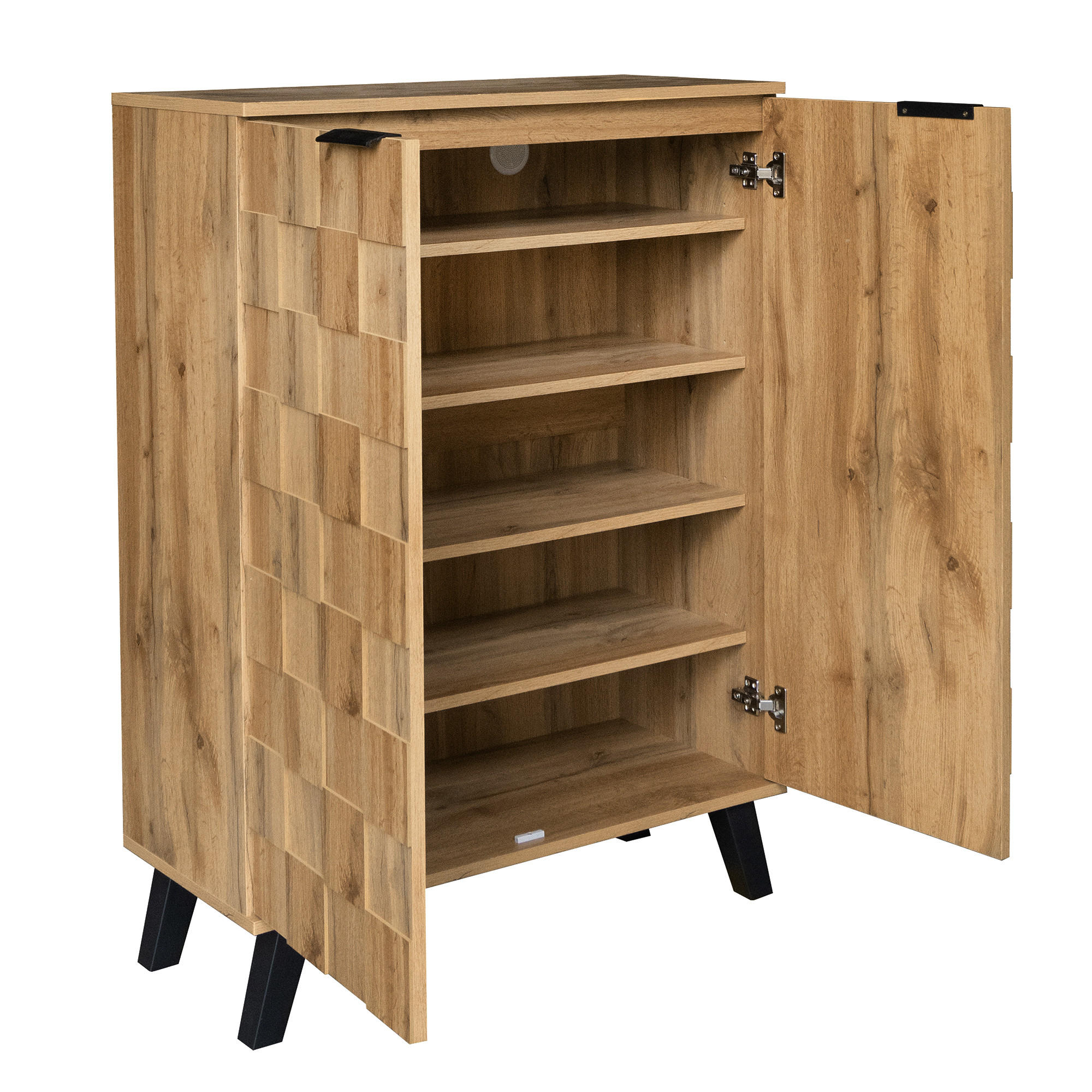 SCHUHSCHRANK 80x35x109 cm Weiß, 5 Fächer, Verstellbare Einlegeböden, Ordnung - Naturfarben, Holz (80/109/35cm) - PARAFTA HOME