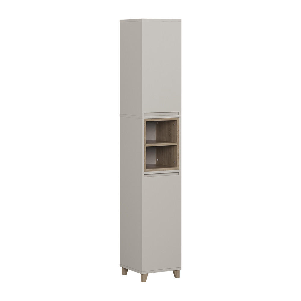 HOCHSCHRANK Elnor Greige/Eiche 30 x 170 cm mit 2 Türen - Greige/Eichefarben, Holzwerkstoff (30/170/30cm) - Vicco