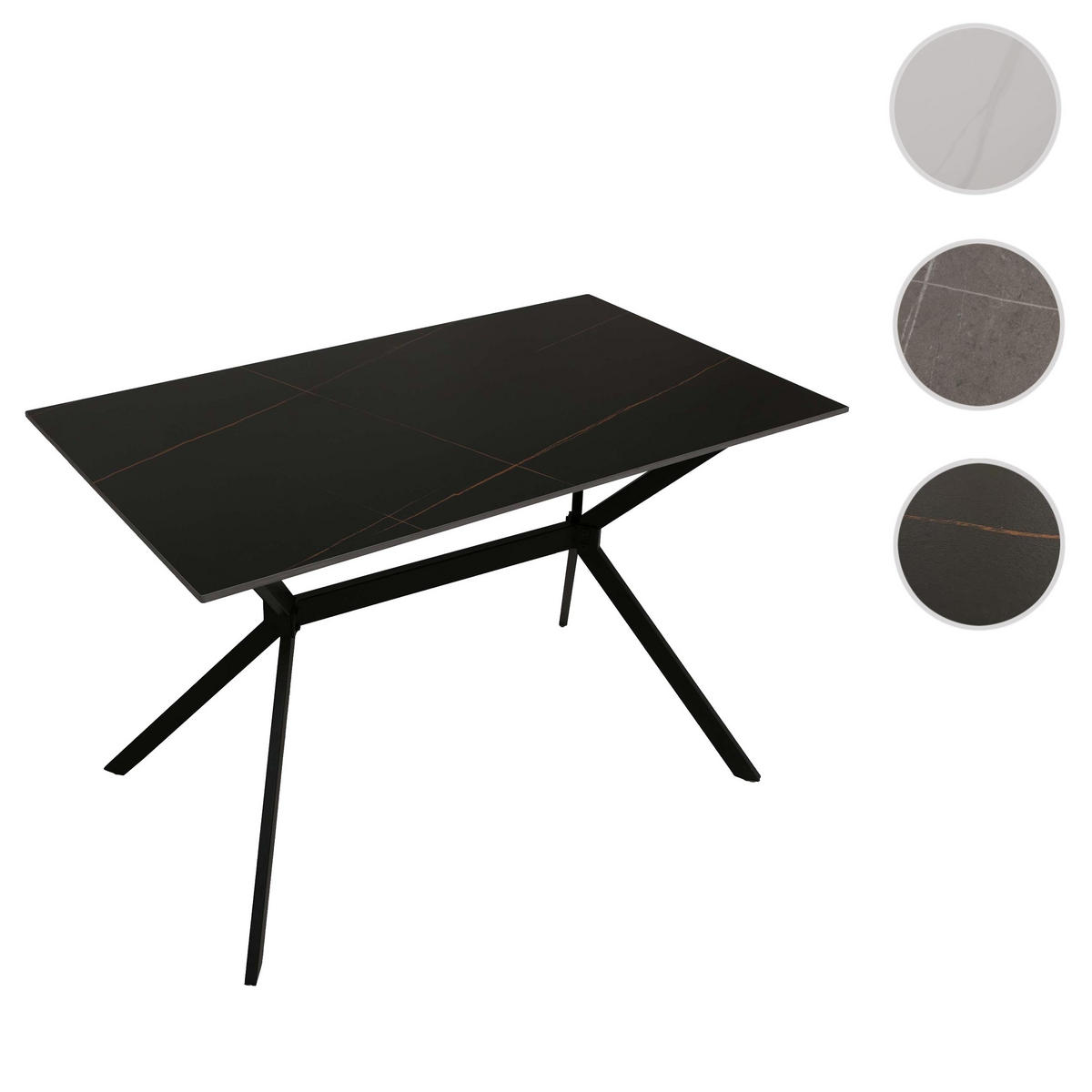 JÍDELNÍ STŮL hranatý černý - černá, kámen (70/120/76cm) - MCW