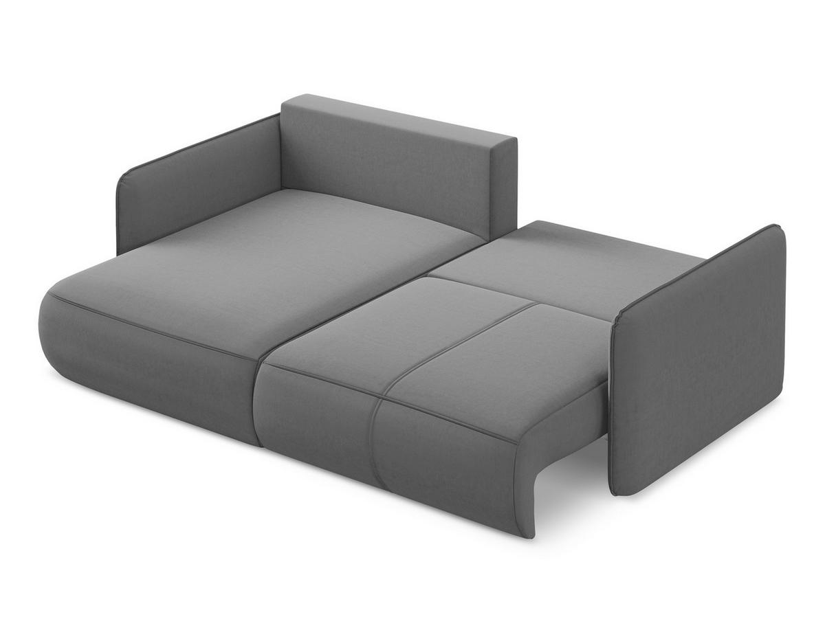 ECKSOFA mit Schlaffunktion Samt Stoff Grau - Schwarz/Grau, Kunststoff/Textil (148/207cm) - Makamii
