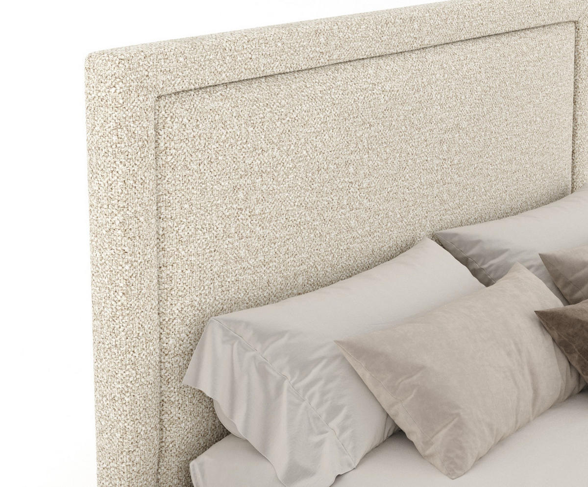 POLSTERBETT Ordina Beige 180/200 cm im Plüsch-Stoff - Beige/Silberfarben, Holz/Holzwerkstoff (180/200cm) - Maison de Reve