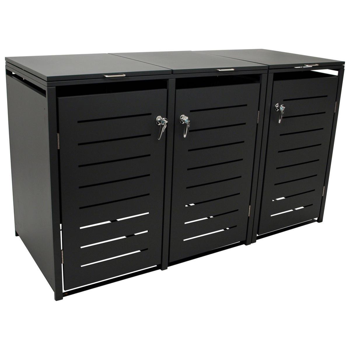 MÜLLTONNENVERKLEIDUNG Cambridge - Mülltonnenbox für 3 x 120 L - Stahl verzinkt, anthrazit - Grau, Metall (175/102/62cm) - TPFGarden