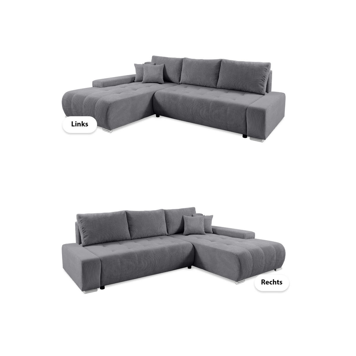 ECKSOFA mit Bettkasten Tragel L, Dunkelgrau - Grau, Textil (185/265cm) - Meblito