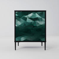 SIDEBOARD POLYGONAL FLOATING, Schwarz, 57,5x42x72,5 cm, Schwarze Metallfüße - Multicolor/Schwarz, Holzwerkstoff/Metall (57.5/72.5/42cm) - SpaceRebels
