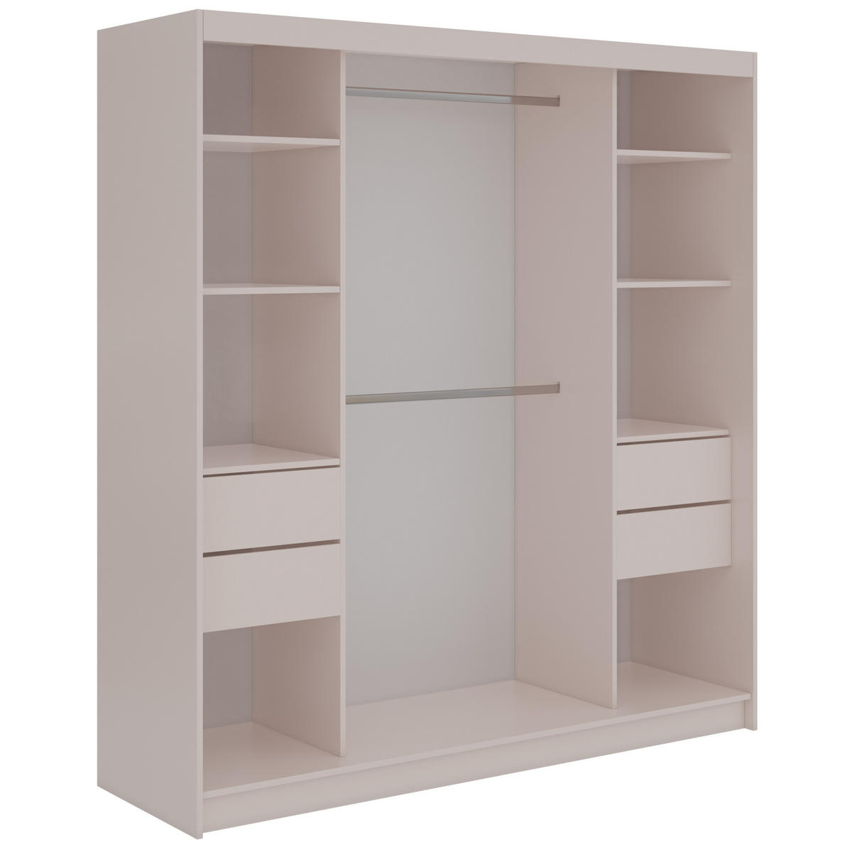 SCHWEBETÜRENSCHRANK mit Schubladen 200 - VERONA - Kaschmir mit Spiegel - Kaschmir/Alufarben, Holzwerkstoff/Metall (200/216/61cm) - MKS