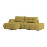 ECKSOFA FLUMA L-S Gelb Geflochtener Stoff mit Schlaffunktion - Gelb, Holz (279/158cm) - MASSENO