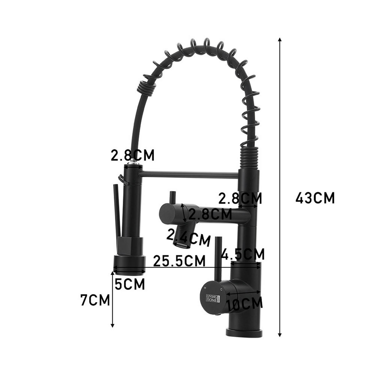 KÜCHENARMATUR Ausziehbar Brausekopf Topffüller Einhandgriff Schwarz - Schwarz, Metall (25.5/43/5cm) - Livingandhome