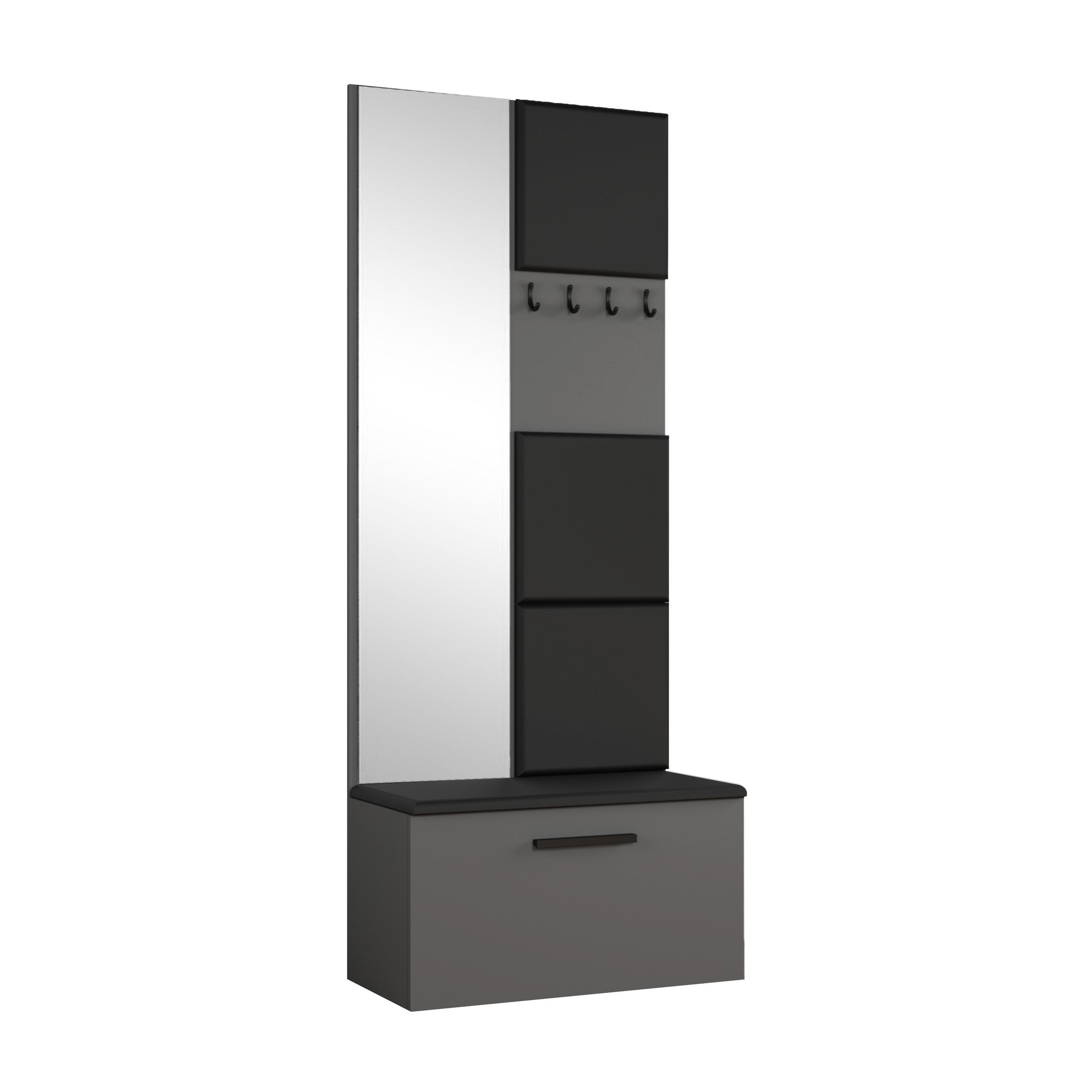 GARDEROBENSCHRANK Rosanno III Grau 80,6/204/40 cm – Modern, mit Spiegel und Kleiderhaken - Grau, Holzwerkstoff/Kunststoff (80.6/204.1/40cm) - AX Living