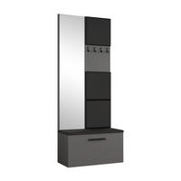 GARDEROBENSCHRANK Rosanno III Grau 80,6/204/40 cm – Modern, mit Spiegel und Kleiderhaken - Grau, Holzwerkstoff/Kunststoff (80.6/204.1/40cm) - AX Living