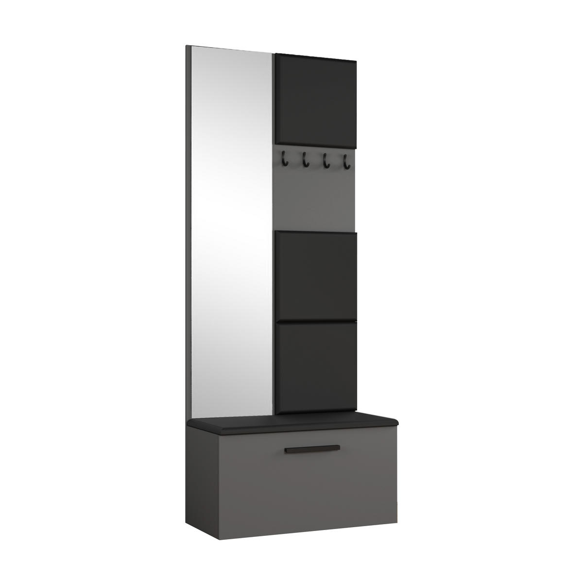 GARDEROBENSCHRANK Rosanno III Grau 80,6/204/40 cm – Modern, mit Spiegel und Kleiderhaken - Grau, Holzwerkstoff/Kunststoff (80.6/204.1/40cm) - AX Living