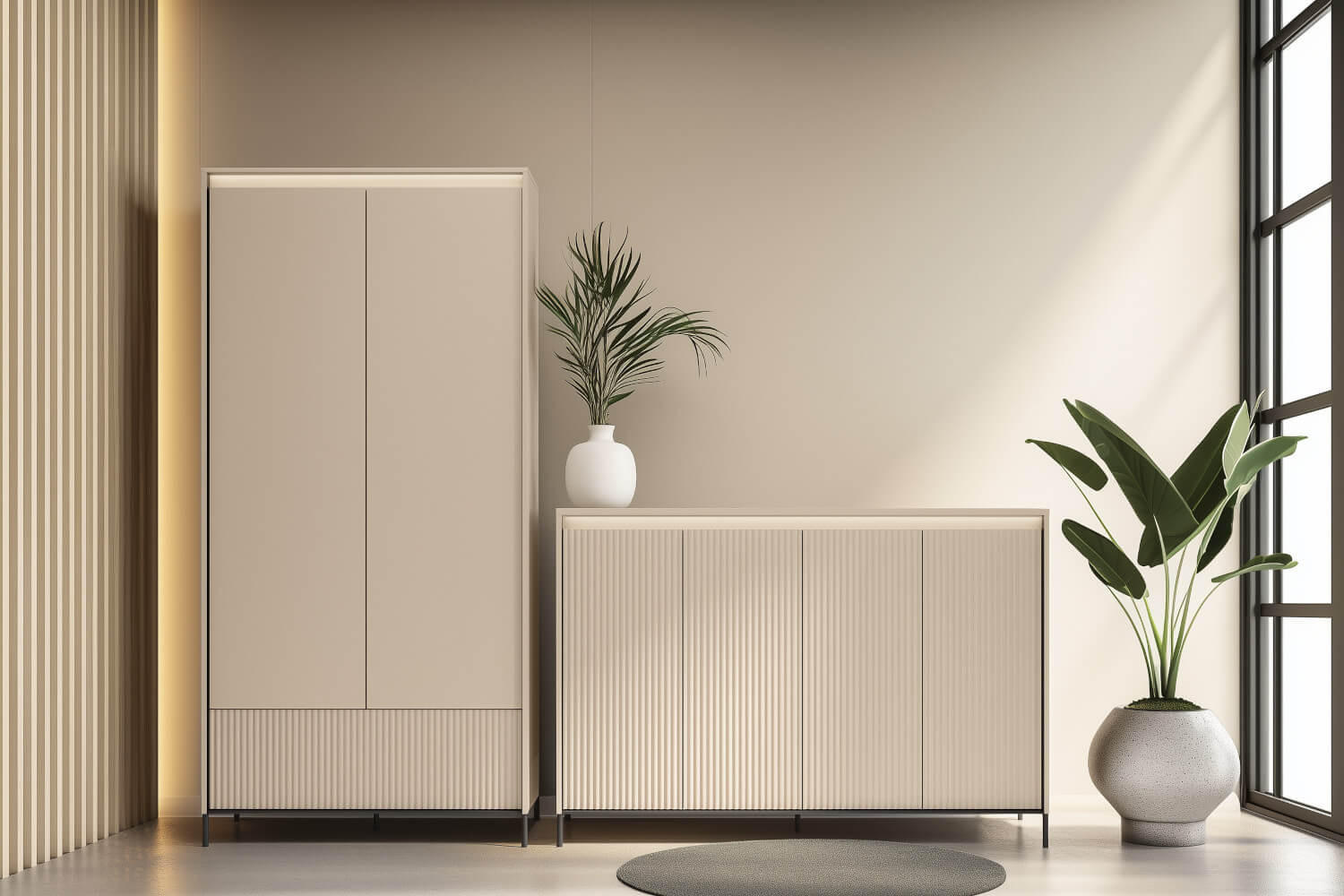 GARDEROBE TREND 2 - Beige/Schwarz, Holzwerkstoff (254/210/40cm) - Meblini