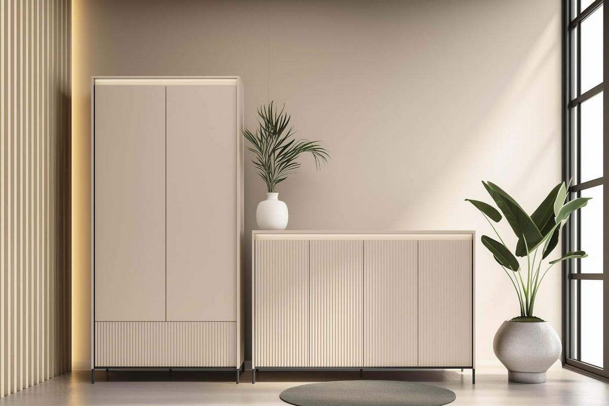 GARDEROBE TREND 2 - Beige/Schwarz, Holzwerkstoff (254/210/40cm) - Meblini