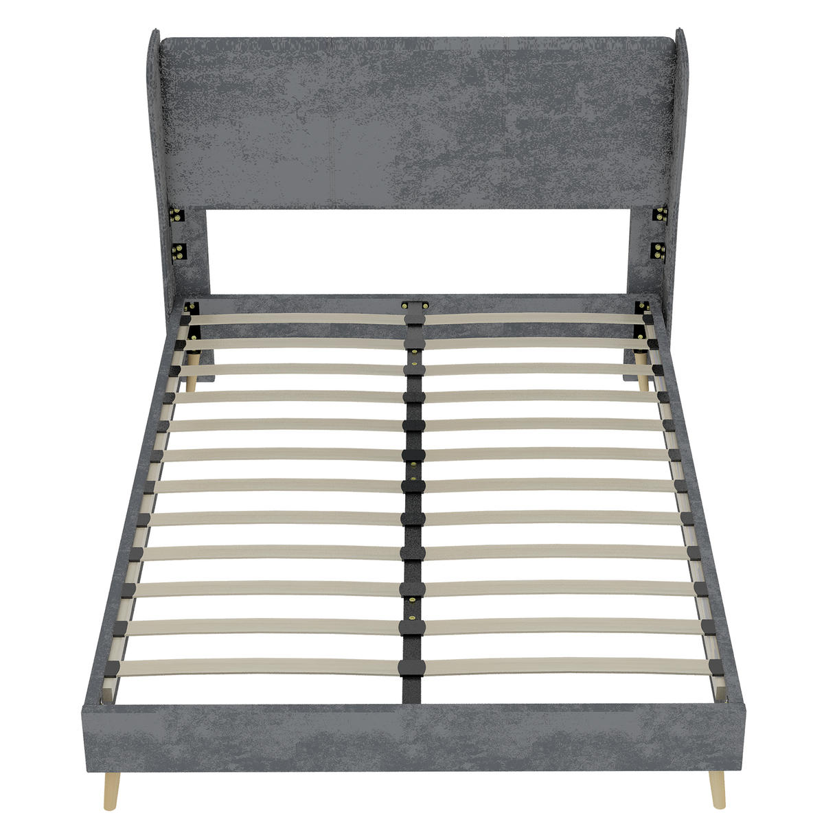 POLSTERBETT 140/200 cm DE-35481 mit Kopfteil Grau - Grau, Metall (140/200cm) - ComfortXL
