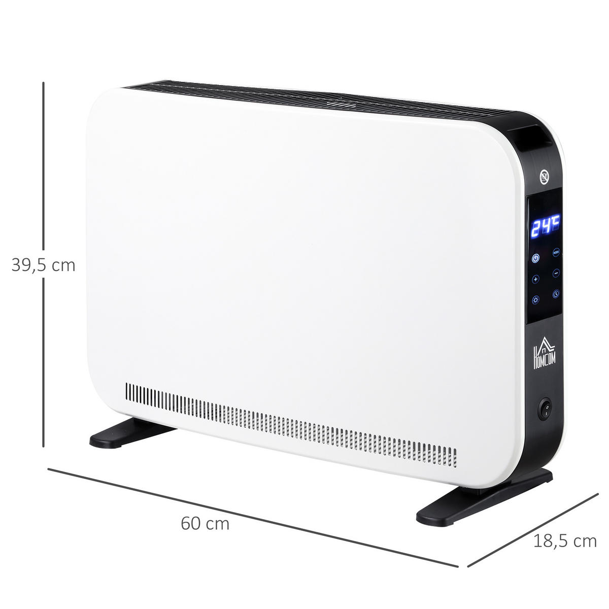 HEIZGERÄT, 2180 W, LED-Licht, Warm 24-Stunden-Timer, Stahl, Kunststoff, Weiß - Weiß, Kunststoff/Metall (18.5/39.5/60cm) - HOMCOM