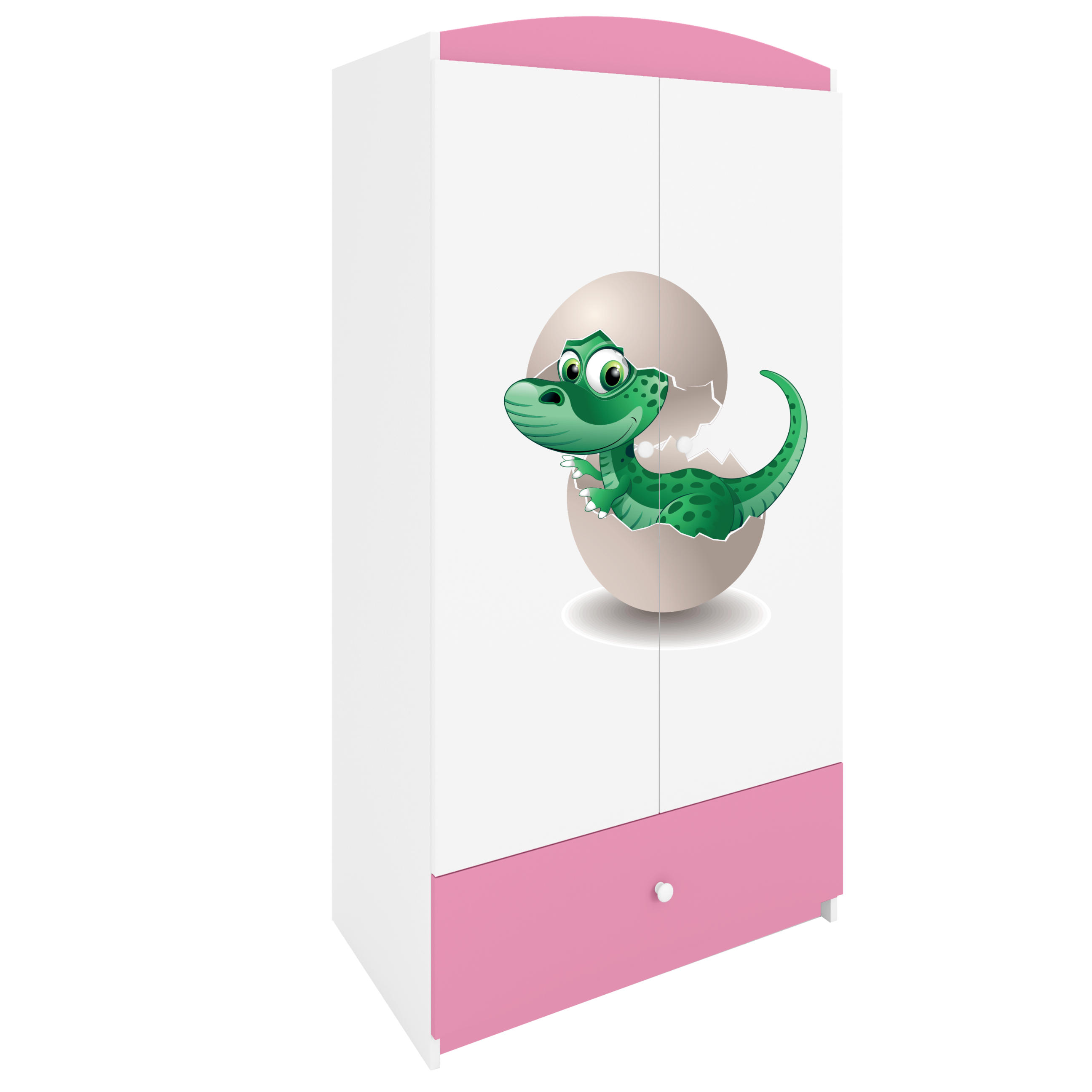 KINDERKLEIDERSCHRANK Kleiner Dino - Hellrosa, Holzwerkstoff (90/175/52cm) - RAUMHIRSCH FURNITURE