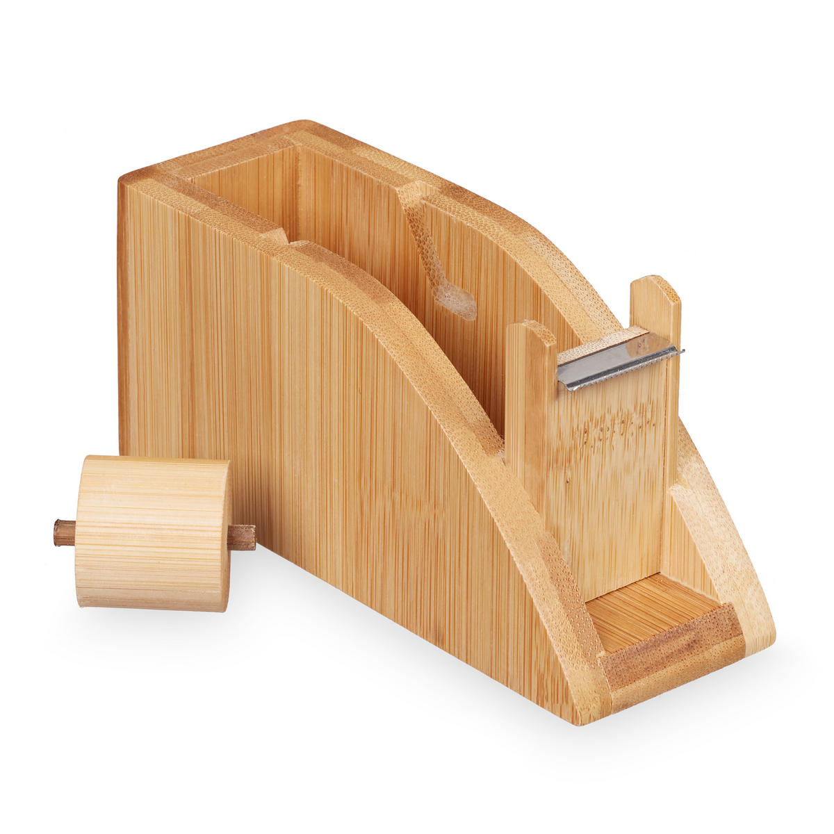 TISCHABROLLER - Hellbraun, Holz/Metall (4.5/12/5.5cm) - Relaxdays