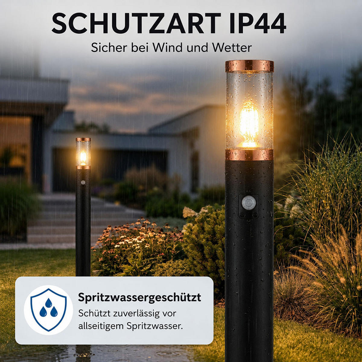 AUSSENLEUCHTE Edelstahl Schwarz Matt - Schwarz, Metall (7.6/7.6/110cm) - Globo Lighting