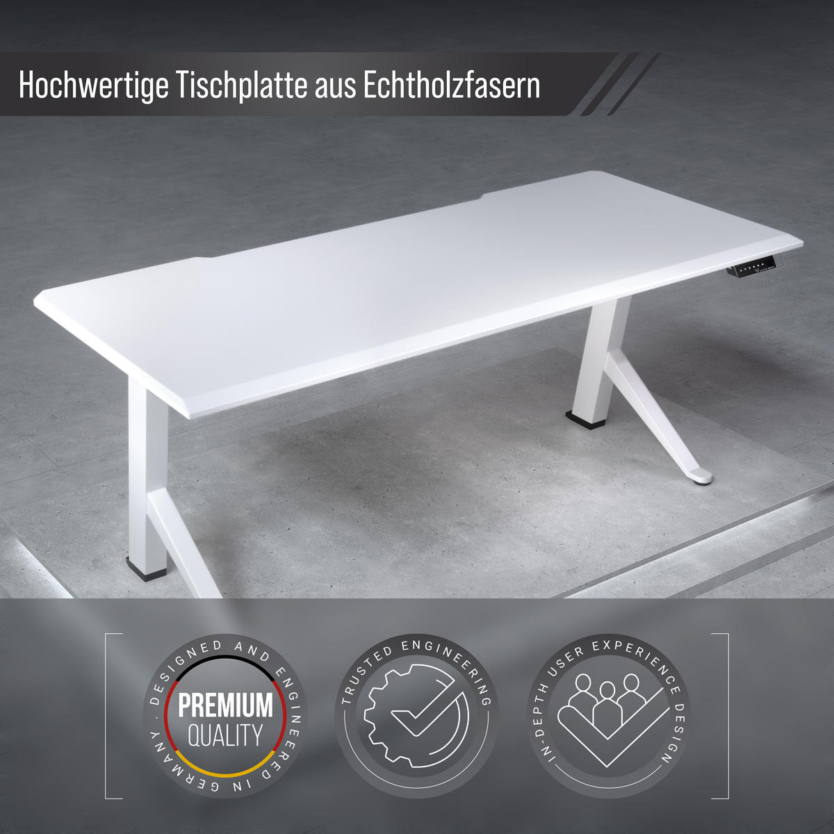 TISCHPLATTE 180x80, Schreibtischplatte 180x80 cm - Outline, Weiß - Weiß, Holzwerkstoff (180/80/2.5cm) - Ultimate Setup